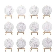 Round Canvas Drawing Board 10.5cm Printed with Numbers and Includes Wooden Easel - Keep Smiling Round Canvas Drawing Board 10.5cm Printed with Numbers and Includes Wooden Easel - Keep Smiling