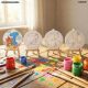  Round Canvas Drawing Board 10.5cm Printed with Numbers and Includes Wooden Easel - Keep Smiling
