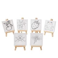 Square Canvas Drawing Board 10x10cm with Assorted Prints and Wooden Easel - Keep Smiling Square Canvas Drawing Board 10x10cm with Assorted Prints and Wooden Easel - Keep Smiling