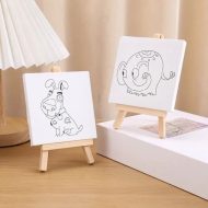 Square Canvas Drawing Board 10x10cm with Assorted Prints and Wooden Easel - Keep Smiling Square Canvas Drawing Board 10x10cm with Assorted Prints and Wooden Easel - Keep Smiling