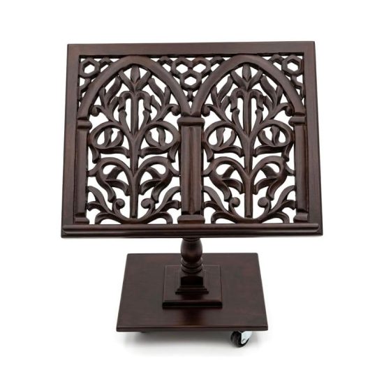 Wooden Quran Stand with Carved Decorations and Wheels for Floor Use SIMBA Wooden Quran Stand with Carved Decorations and Wheels for Floor Use SIMBA