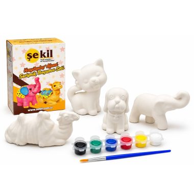 White Pottery Figurine Available in Various Animal Shapes Includes Paints and a Brush
