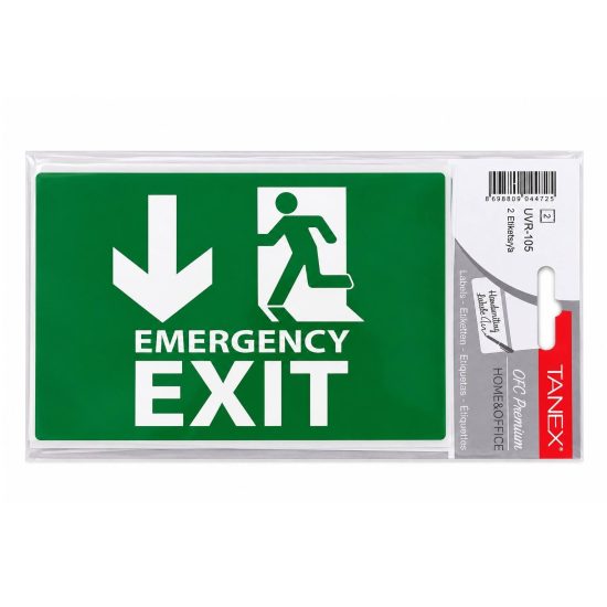 Emergency Exit (Down) Instructional Sign TANEX 2Piece Set
