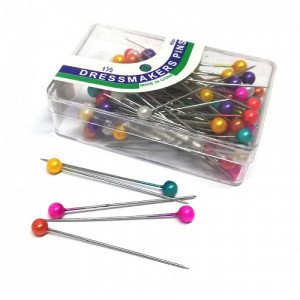 Sewing Pins With Colored Plastic Head