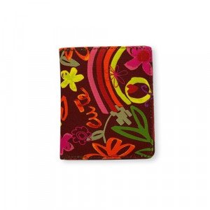 Wallet with Button Click BUSQUETS Flowers Orange 