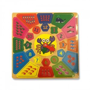 Marine wooden English numbers clock game