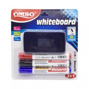 Whiteboard Marker OMSO Round Tip 3 Colors With Eraser