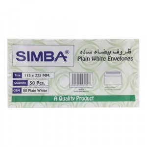 White Envelopes 115x225 mm SIMBA 50 Pcs