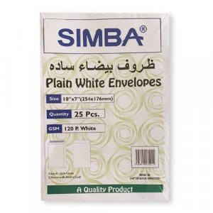 White Envelopes 7x10 in SIMBA 120gm 25 Pcs