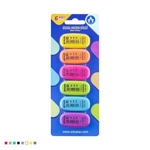 A Set of Neon erasers 6 pieces ARK