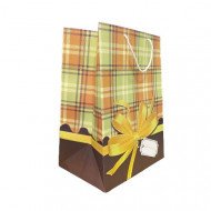 كيس هدايا ورق كاروهات و فيونكه 45x32x22 سم عدة الوان