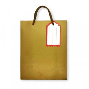 Gift Bag Paper With Ticket 23x18x10 cm Gold