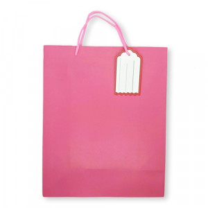 Gift Bag Paper With Ticket 32x26x12 cm Pink