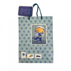 Paper Gift Bag 30x23x10 cm Blue With Card