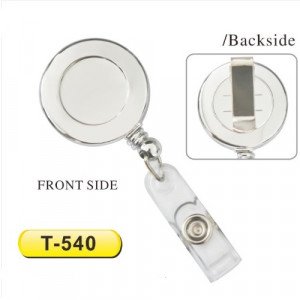 Clip Name Tag Holder circular Pull KEJEA Silver