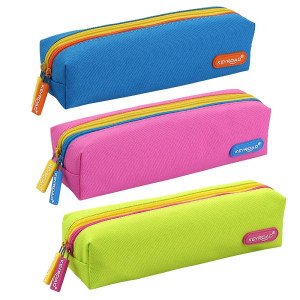Cylindrical Pencil Case With Two Zippers KEYROAD Several Colors