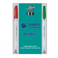 مجموعة 50 قلم جاف سمبا شكل مثلث 1 ملم اسود