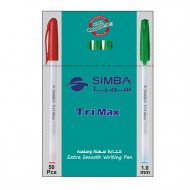 مجموعة 50 قلم جاف سمبا شكل مثلث 1 ملم اخضر
