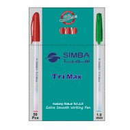 مجموعة 50 قلم جاف سمبا شكل مثلث 1 ملم احمر