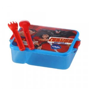 Small Lunch Box Cartoon Characters With Spoon and Fork Max Blast Several Colors