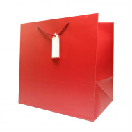 كيس هدايا ورق 35x35x24سم مع كرت عنابي