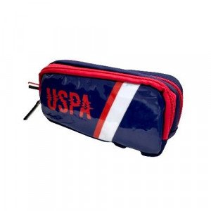 School Pencil Case Navy Blue With a Red Zipper U.S. POLO ASSN