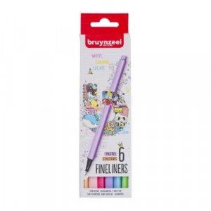 Fineliner Pen Set 6 Pastel Colors BRUYNZEEL