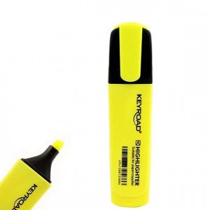 Highlighter Pen Yellow Phosphorescent Beveled Head KEYROAD