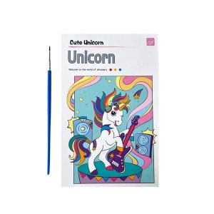 Coloring Book With Watercolors And Brush Unicorn