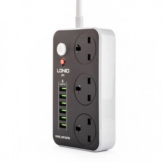 توصيلة كهربائية LDNIO SC3604 5M مقاومة للحريق بثلاثة مقابس و 6 منافذ USB توصيلة كهربائية LDNIO SC3604 5M مقاومة للحريق بثلاثة مقابس و 6 منافذ USB