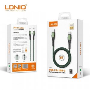 Cable USB-C To USB-C Fast Charging Data 2M LDNIO LC102 65W 