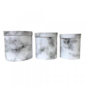 Cylindrical Gift Box Set Of 3 Sizes, Marble