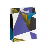 كيس هدايا ورق 23x17.5x9.5 سم خطوط هندسية زرقاء