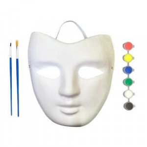 White Face Mask With Colors And 2 Brushes