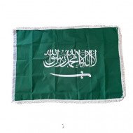 علم المملكة مطبوع ابيض 300x150 سم باطار شراشيب ابيض