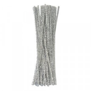 Chenille Stems For Arts and Crafts Silver Shiny