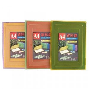 Document Holder Box With Plastic Lock, 50 Transparent and Colored Files