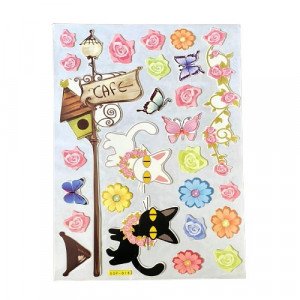 Cafe Roses Cats Wall Stickers Prominent Home Decor