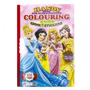 Coloring Book and Brain Games A3 With 100 Stickers Disney Princesses