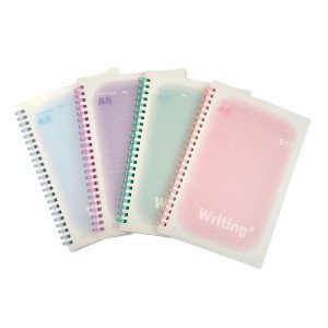 Lined Notebook Flexible Rubber Cord Transparent Cover 70 Sheets A5 Several Colors
