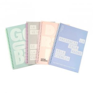 Lined Notebook Flexible Rubber Cord Transparent Cover 70 Sheets B5 Several Colors