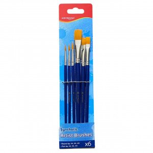 Painting Brushes of 6 Different Sizes Wide &amp; Thin Colored KEYROAD Plastic