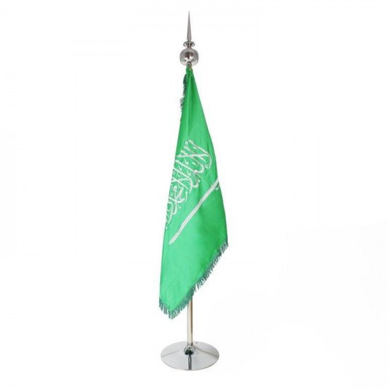 سارية علم معدن فضي برأس سهم كبير