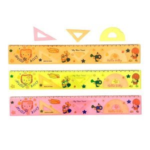 Phosphorescent Plastic Ruler 30 cm Hello Kitty 3 Pieces