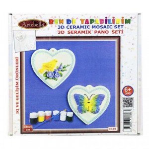3D Ceramic Painting Set Hearts ARTEBELLA 20 x 20cm