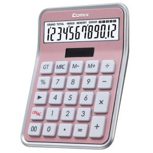Office Calculator Pink 12 Digits COMIX C-8s