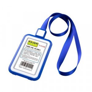  Card Holder Plastic Longitudinal Double Sided Frame With Rope 54×85 mm Blue