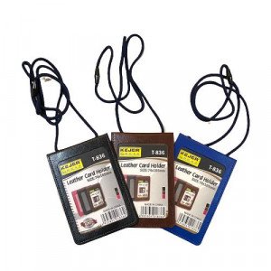  Card Holder leather Longitudinal Double Sided With Rope 74 x 105 mm several colors
