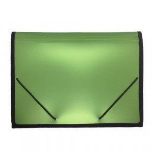  Documents Cover with Side Rubber 12 Pockets Green