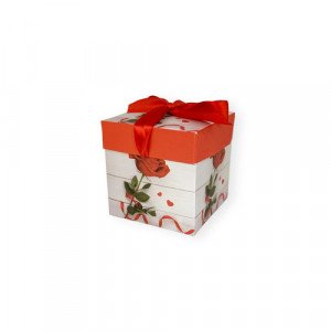 Gift Box Paper 10x10 cm Red Flower